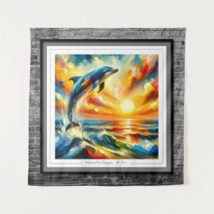 Sun Kissed Dolphin Leap Tapestry