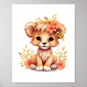 Sun-Kissed Lion Cub Nursery Kids  Poster