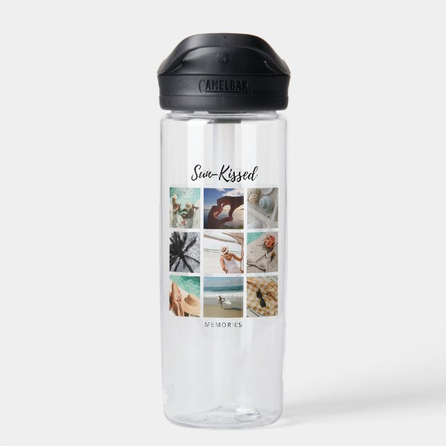 Sun-Kissed Memories Photo Collage Water Bottle (Back)