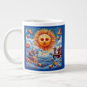 Sun-Kissed Ocean Jam: Vibrant Music Festival Art Large Coffee Mug