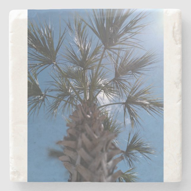 Sun-Kissed Palm Tree Stone Coaster – Palm Blessing (Front)