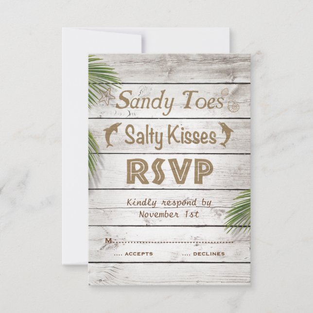 Sun Kissed Sandy Toes Salty Kisses RSVP (Front)