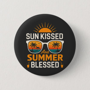 Sun Kissed Summer Blessed Retro Vacation 6 Cm Round Badge