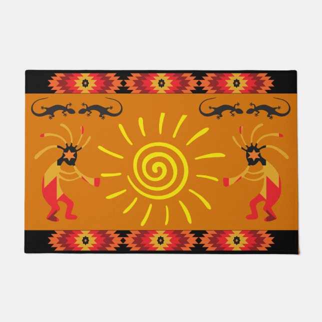 Sun Kokopelli Southwest Doormat (Front)