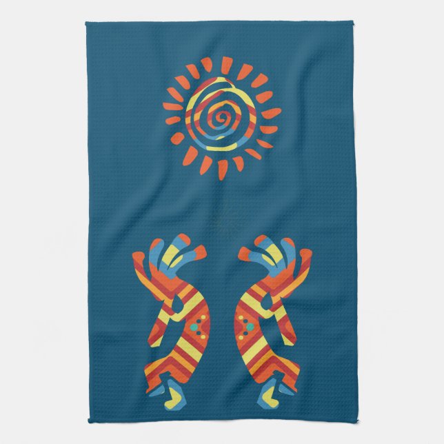 Sun Kokopelli Southwestern Kitchen Towel (Vertical)