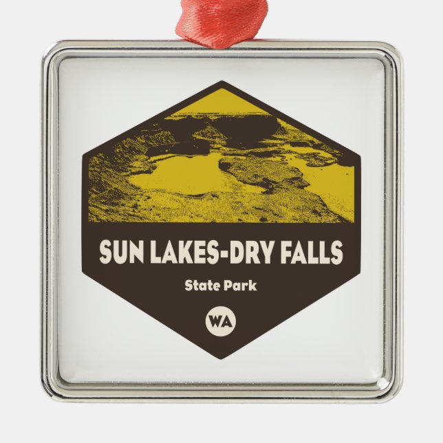 Sun Lakes-Dry Falls State Park Washington Metal Tree Decoration (Front)