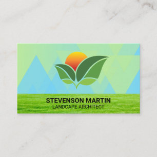 Sun Leaves Grass Lawn Landscaping Business Card