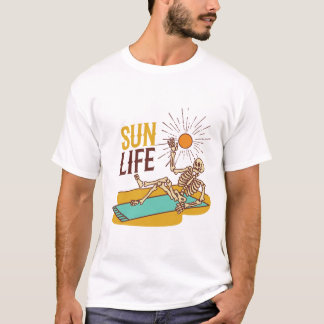 Sun Life Beach Tan Summer Skeleton  T-Shirt