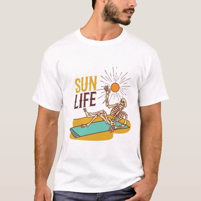Sun Life Beach Tan Summer Skeleton  T-Shirt (Front)