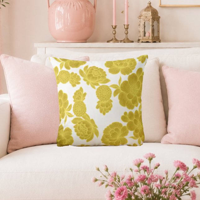 Sun Light 💛 Elegant Yellow Floral Cushion (Creator Uploaded)
