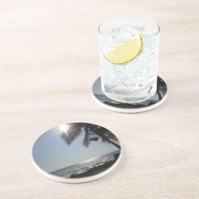Sun lit Palm Tree Ocean      Coaster (Side)