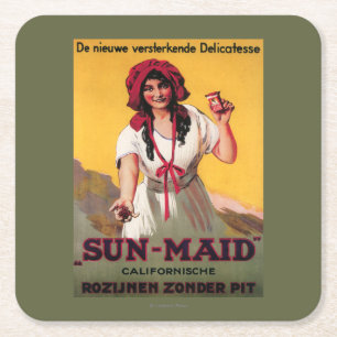 Sun-Maid California Raisin Poster Square Paper Coaster