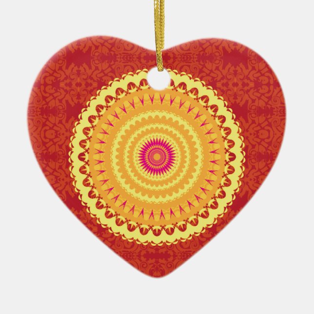 Sun Mandala Ceramic Tree Decoration (Front)