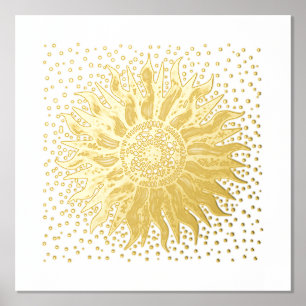 Sun Mandala Confetti Gold Foil Art Print