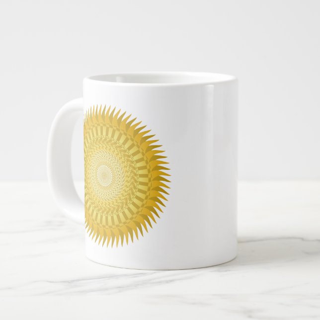 Sun Mandala in Yellow Large Coffee Mug (Front Left)