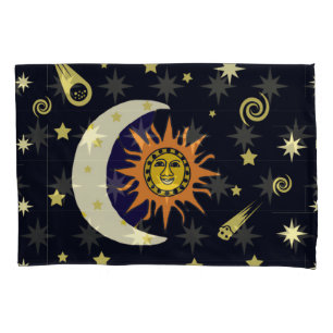 Sun Moon and Celestial Bodies Pillow Case