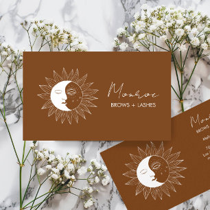 Sun & Moon Boho Line Art Elegant Earthy Social Business Card