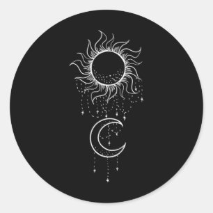 Sun Moon Dreamcatcher Cool Nature Minimal Art Classic Round Sticker