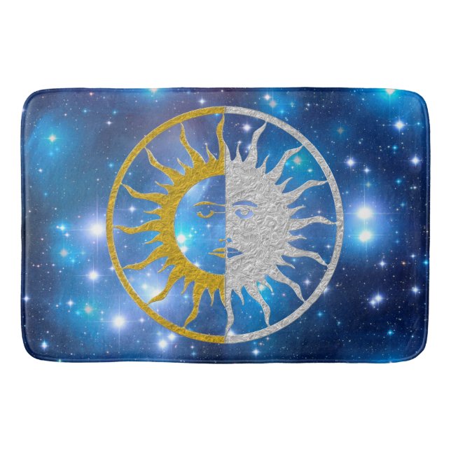 SUN & MOON gold silver + your background Bath Mat (Front)