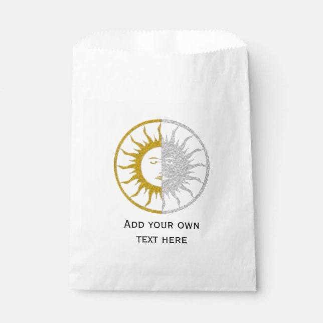 SUN & MOON gold silver + your background Favour Bags (Front)