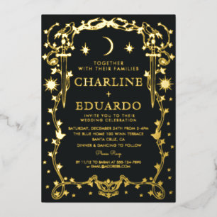 Sun &Moon Golden Ivy Ornament  Wedding  Invitation