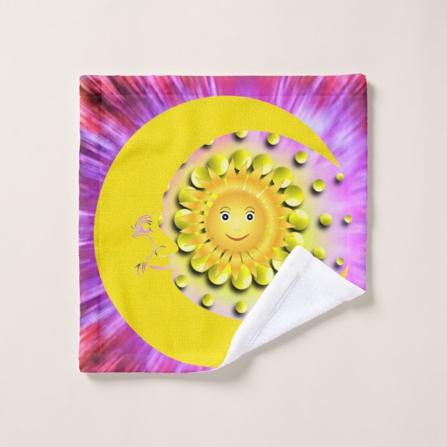 Sun Moon Hands Bathroom Towel Sets (Wash Cloth)