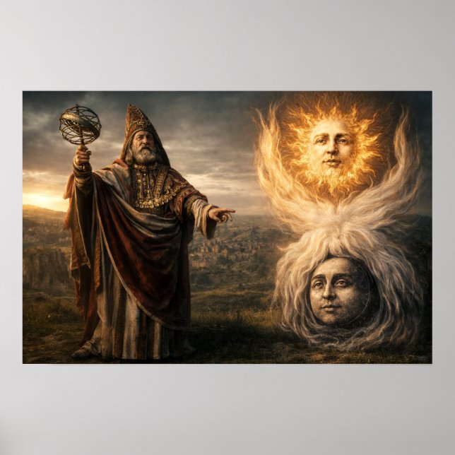 Sun, Moon, Hermes Trismegistus Astrology  Poster (Front)