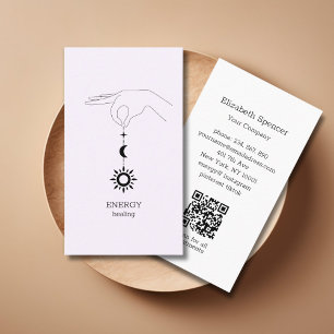 Sun Moon Light Purple QR-Code Business Card