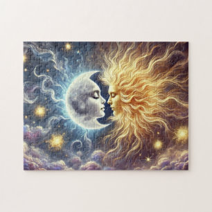 Sun & Moon Lovers Celestial Soulmates Art Jigsaw Puzzle