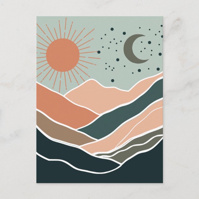 Sun & Moon Mountains Postcard (Front)