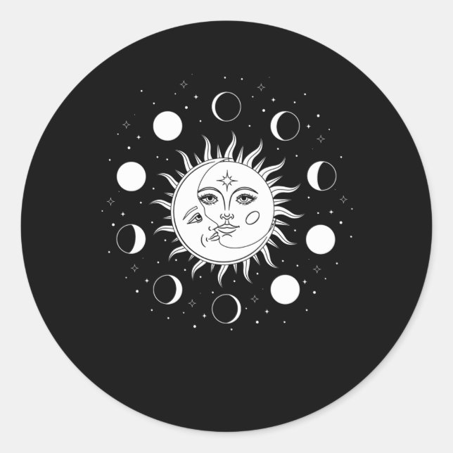 Sun Moon Occult Classic Round Sticker (Front)