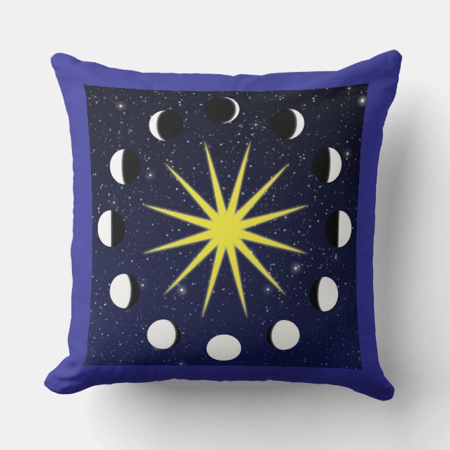 Sun, Moon Phases & Stars Cushion (Front)