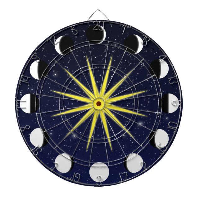 Sun, Moon Phases & Stars Dartboard (Front)
