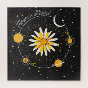 Sun Moon Planets: Graphic Floral Art Jigsaw Puzzle