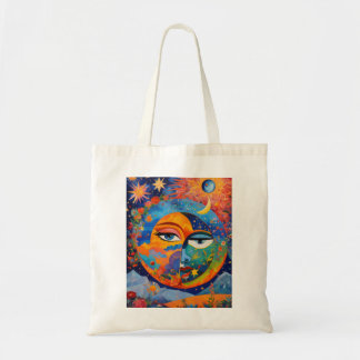 Sun & Moon pyschedelic dreamscape Tote Bag