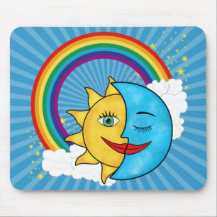 Sun Moon Rainbow Stars Mouse Mat