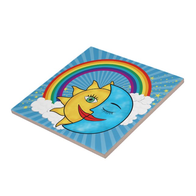 Sun Moon Rainbow Stars Tile (Side)