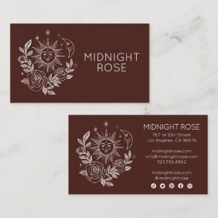 Sun Moon & Roses Magical Boho Colourful CUSTOM Business Card