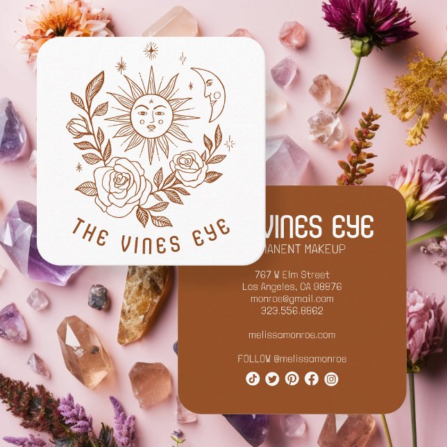 Sun Moon & Roses Magical Boho CUSTOM Social Media Square Business Card (Sun Moon & Roses Magical Boho CUSTOM Social Media Square Business Card
)