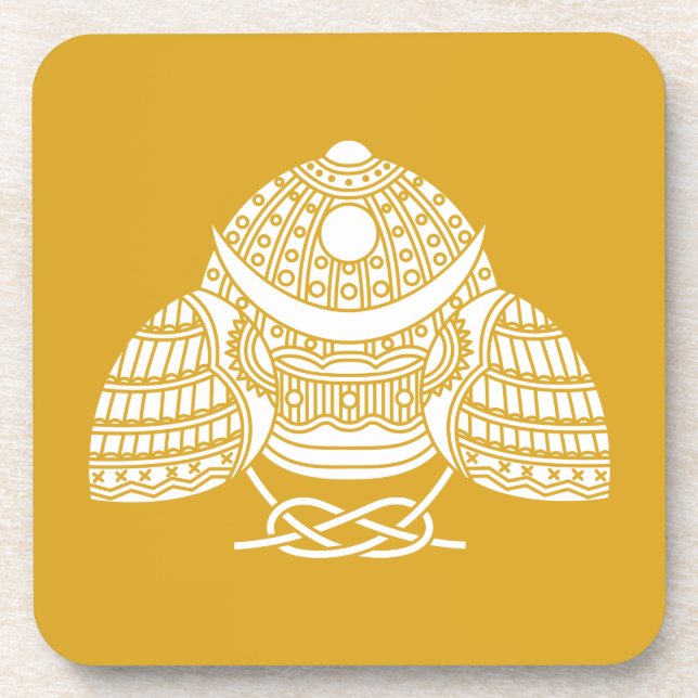 Sun moon Samurai helmet Coaster (Front)