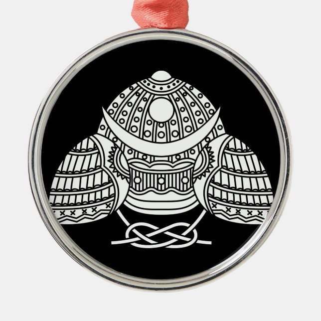 Sun moon Samurai helmet Metal Tree Decoration (Front)
