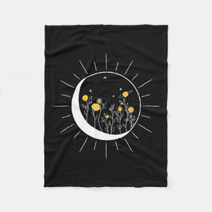 Sun Moon Solar Eclipse Flower Planets Funny Space  Fleece Blanket