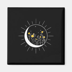 Sun Moon Solar Eclipse Flower Planets Funny Space Magnet