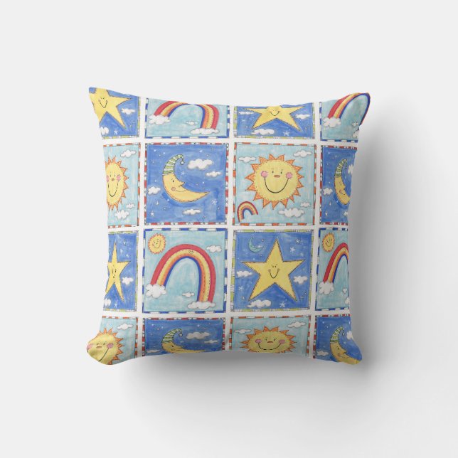 Sun, Moon, Star and Rainbow Cushion (Front)