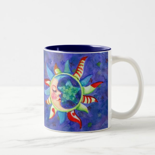 SUN, MOON & STARS by SHARON SHARPE Two-Tone Coffee Mug (Right)