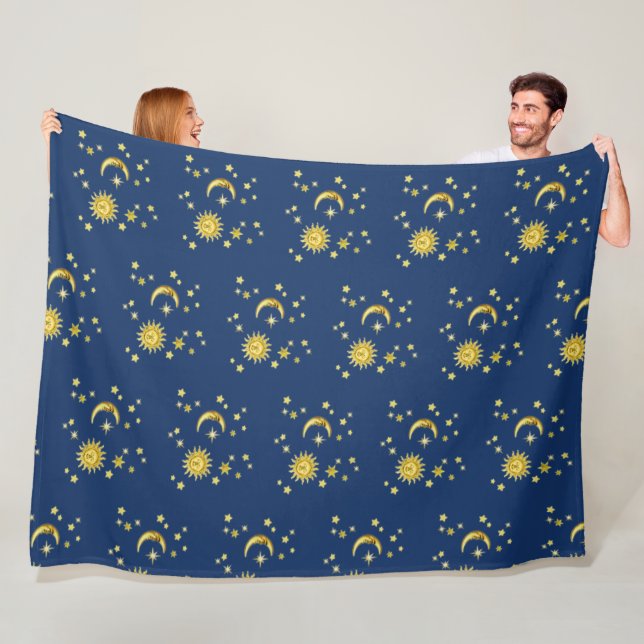 Sun, Moon & Stars Fleece Blanket (In Situ)