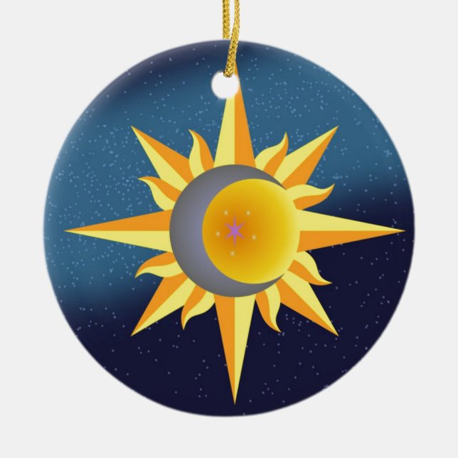 SUN MOON STARS FUSION ABSTRACT CERAMIC TREE DECORATION (Front)