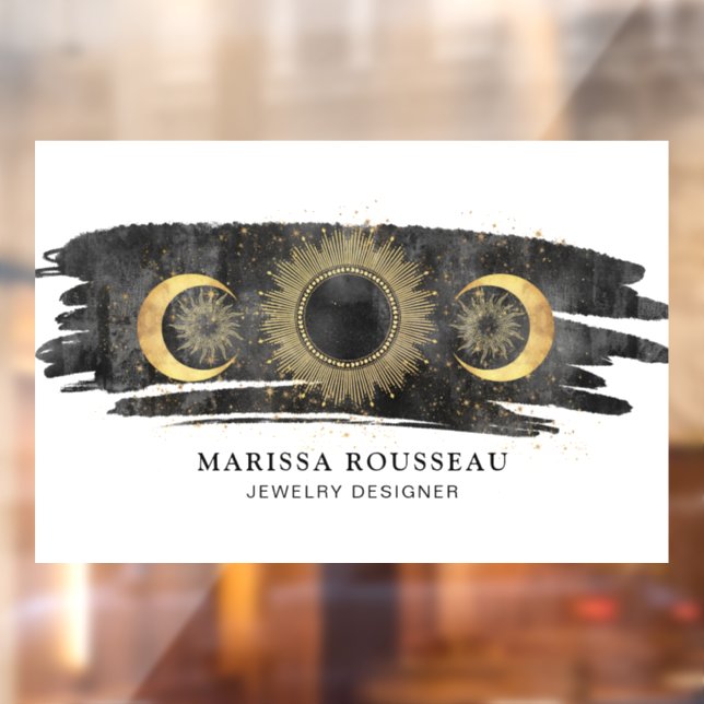 Sun Moon Stars Gold Black White Jewellery Designer Window Cling (Sheet 2)