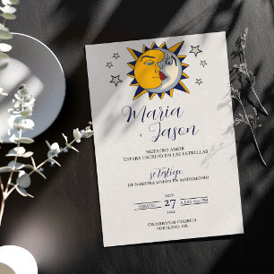 Sun Moon Stars Mystical Celestial Spanish Wedding Invitation