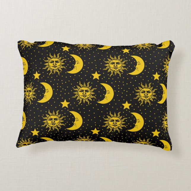 Sun Moon Stars Pattern Decorative Cushion (Back)